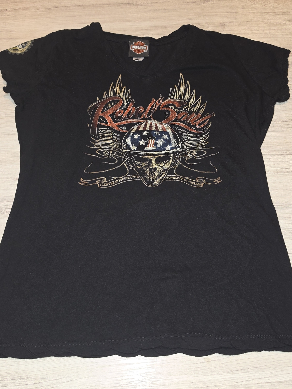 Harley Davidson Kid Rock Skull V-Neck Short Sleeve Shirt Women's Black Size XL